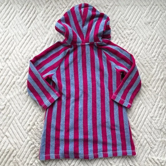 Hanna Andersson 3T Hooded Terry Cover Up Pink Lavender Stripe Zip Robe - Picture 2 of 6